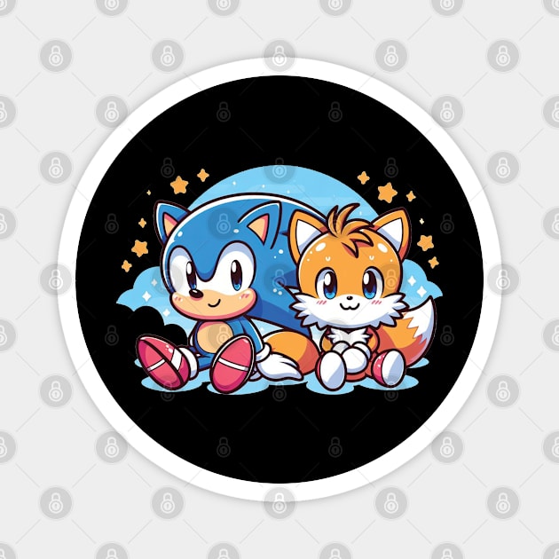 Happy Sonic and Tails Magnet by The Art-Mart